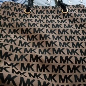 Michael Kors Black and Brown MK Pattern Tote
